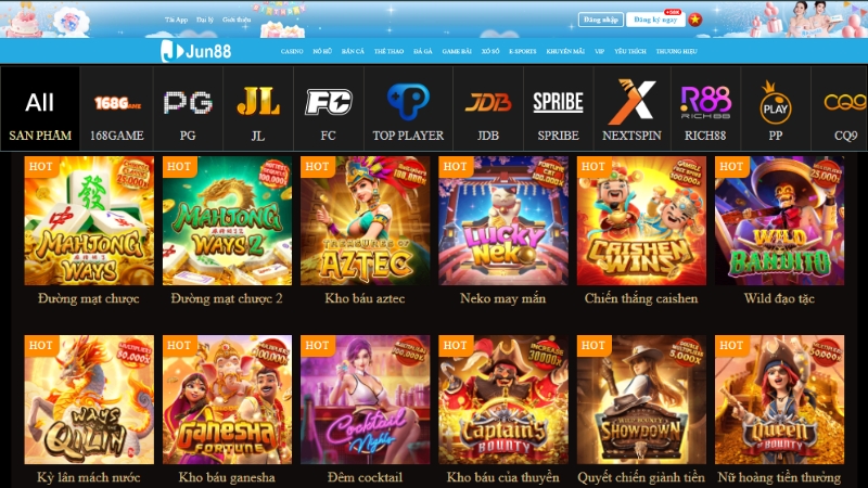 Các Nhóm Game Nổ Hũ Phổ Biến Tại JUN88