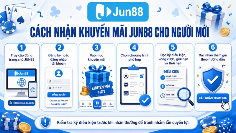 Cách Nhận Khuyến Mãi JUN88 Cho Người Mới