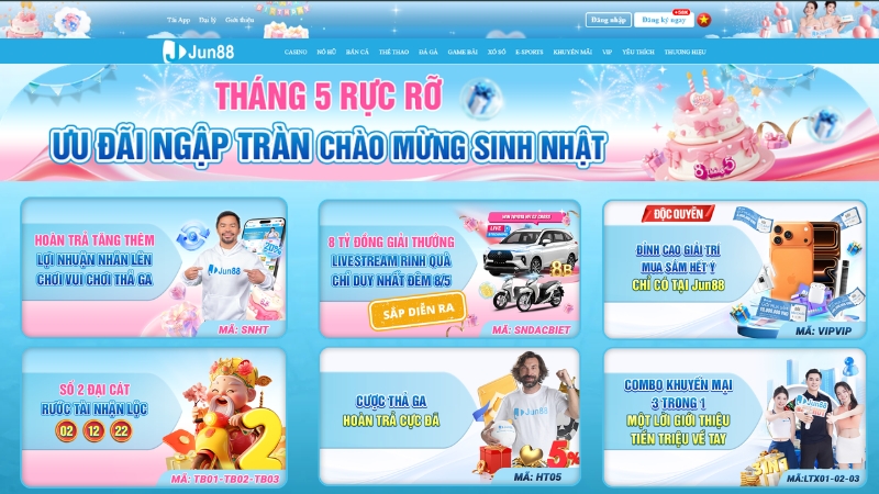 Tổng hợp khuyến mãi JUN88 mới nhất 2026 dành cho thành viên